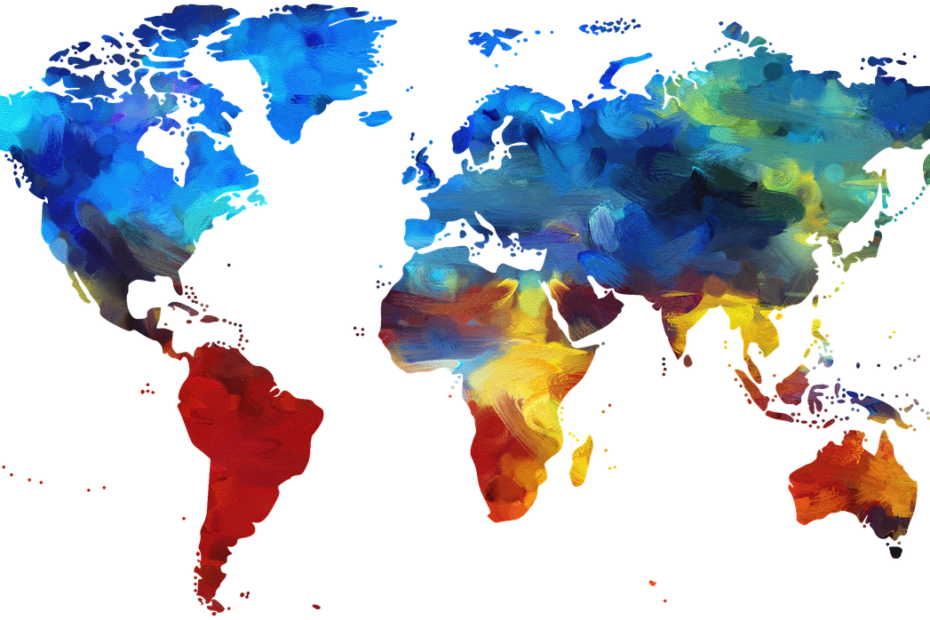Painted world map